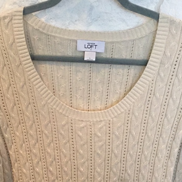 New Ann Taylor Knit Cream 3/4 Sleeved Top - Picture 3 of 6